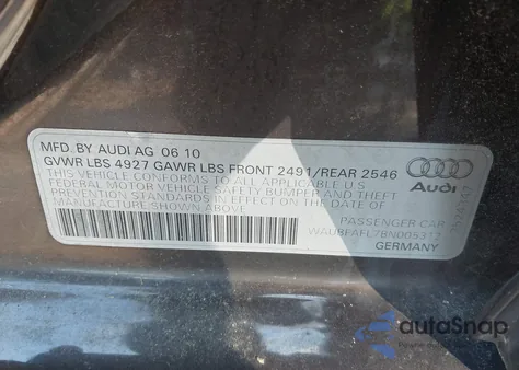 2011 Audi A4 2.0T Premium из США, поврежденный, VIN WAUBFAFL7BN005312